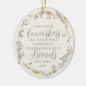 Gepersonaliseerde Boho Wildflower Coworker Kerstmi Keramisch Ornament (Links)
