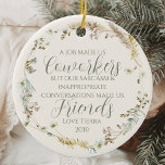Gepersonaliseerde Boho Wildflower Coworker Kerstmi Keramisch Ornament<br><div class="desc">Vier de speciale band met je werkvrienden dit vakantieseizoen met het gepersonaliseerde Boho Wildflower Coworker Christmas Ceramic Ornament. Dit charmante ornament heeft een prachtig boho wildflower-ontwerp, ideaal om een vleugje natuurschoon toe te voegen aan de vakantiedoraties van uw collega. Met de aangepaste personalisatie kunt u een speciaal bericht toevoegen, waardoor...</div>