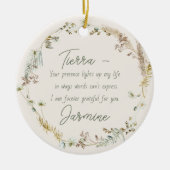 Gepersonaliseerde Boho Wildflower Vriendschap Kers Keramisch Ornament (Voorkant)