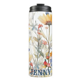 Gepersonaliseerde Boho Wildflowers Thermal Tumbler Thermosbeker