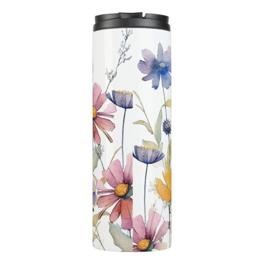 Gepersonaliseerde Boho Wildflowers Thermal Tumbler Thermosbeker (Achterkant)