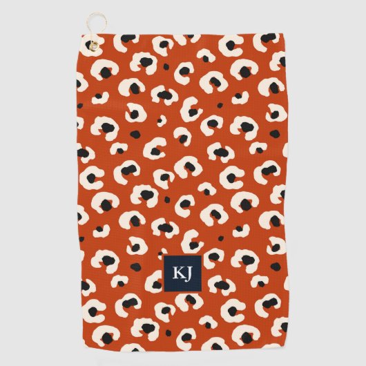 Gepersonaliseerde Bold Leopard Monogrammed Golfhanddoek (Voorkant)
