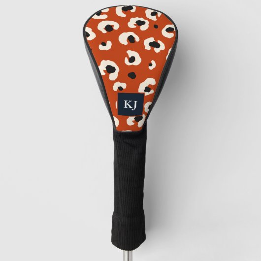 Gepersonaliseerde Bold Leopard Monogrammed Golfheadcover (Voorkant)