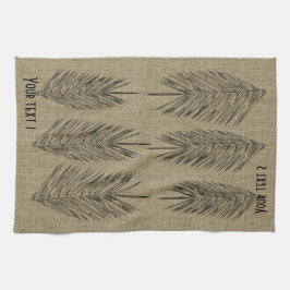 Gepersonaliseerde Bold Linen Look Palm Leaves Hand Theedoek