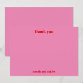 Gepersonaliseerde Bold Modern Roze Rood Huwelijk Bedankkaart (Voorkant / Achterkant)