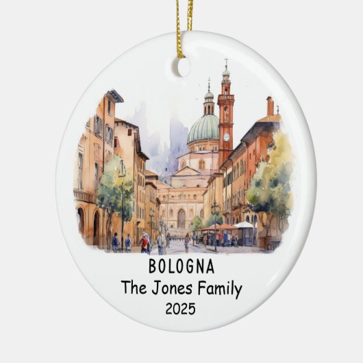 Gepersonaliseerde Bologna Ornament, Italië Keramisch Ornament (Links)
