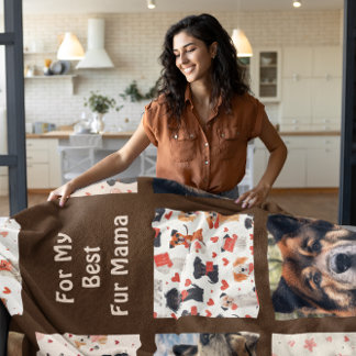 Gepersonaliseerde Bont Mama Akita Fotocollage Quil Fleece Deken