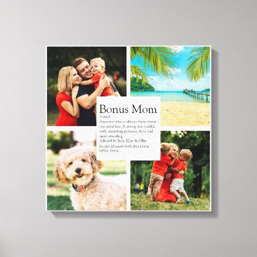 Gepersonaliseerde Bonus Moeder Definitie 4 Foto Canvas Afdruk (Voorkant)