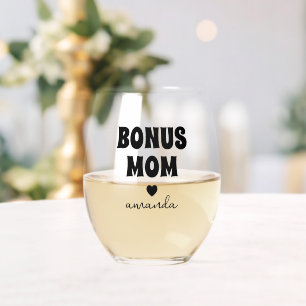 Gepersonaliseerde Bonus Moeder Naam Wijnglas Zonder Voet