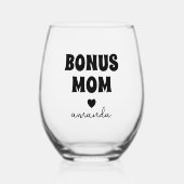 Gepersonaliseerde Bonus Moeder Naam Wijnglas Zonder Voet (Voorkant)