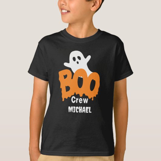 Gepersonaliseerde Boo Crew Kinder Halloween T-shirt (Voorkant)
