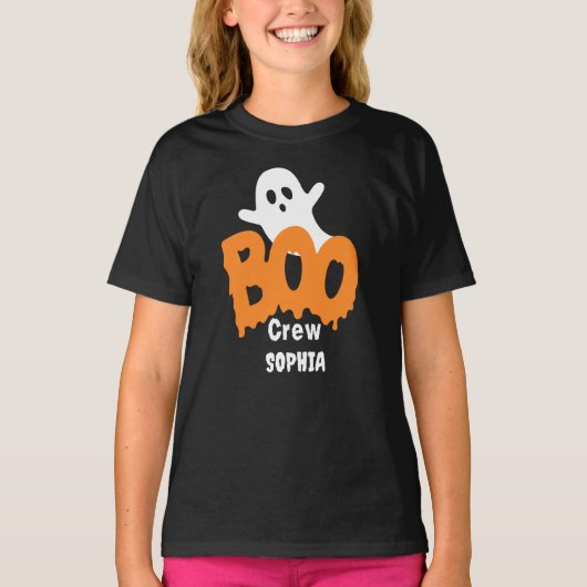 Gepersonaliseerde Boo Crew Kinder Halloween T-shirt (Voorkant)
