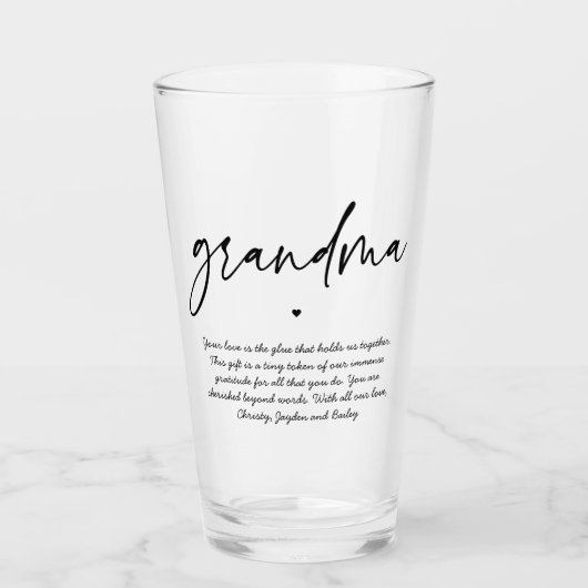 Gepersonaliseerde boodschap aan oma Elegante Typog Glas (Voorkant)