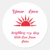 Gepersonaliseerde Boodschap van Liefde Ronde Sticker (Voorkant)