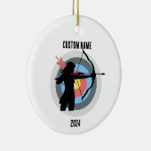 Gepersonaliseerde boogschieten meisje kerst orname keramisch ornament (Rechts)