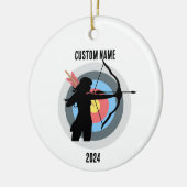 Gepersonaliseerde boogschieten meisje kerst orname keramisch ornament (Links)