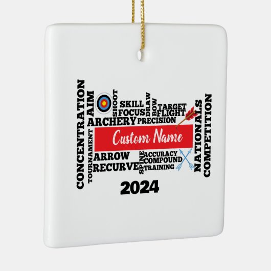 Gepersonaliseerde boogschieten Word Cloud Kerst Or Keramisch Ornament (Rechts)