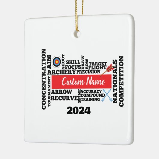 Gepersonaliseerde boogschieten Word Cloud Kerst Or Keramisch Ornament (Links)