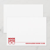 Gepersonaliseerde Book Lover's Book Club Flat Notitiekaartje (Voorkant / Achterkant)