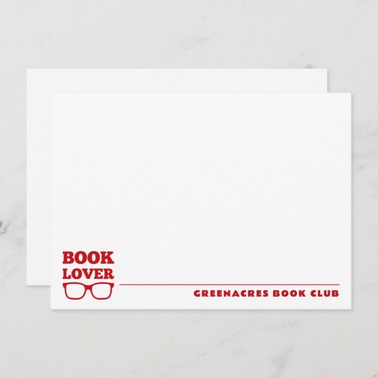 Gepersonaliseerde Book Lover's Book Club Flat Notitiekaartje (Voorkant / Achterkant)