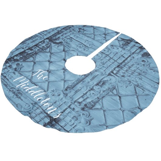 Gepersonaliseerde boom rok rustieke tin paneel pla kerstboom rok (Gekanteld)