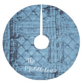 Gepersonaliseerde boom rok rustieke tin paneel pla kerstboom rok (Voorkant)