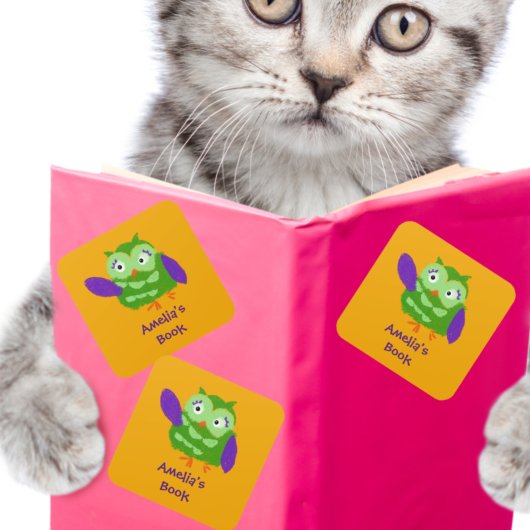 Gepersonaliseerde boomkor Dit boek behoort tot Vierkante Sticker