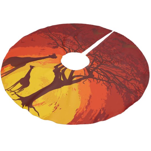 Gepersonaliseerde boomrok African Safari Giraffe S Kerstboom Rok (Gekanteld)