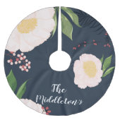 Gepersonaliseerde boomrok Baby Roze Kosmos op Navy Kerstboom Rok (Voorkant)