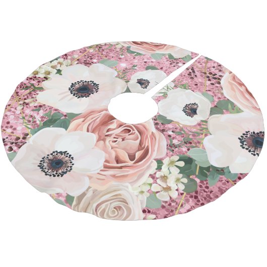 Gepersonaliseerde boomrok Geometric Garden Roos Go Kerstboom Rok (Gekanteld)