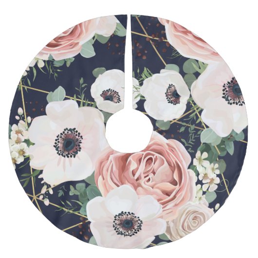 Gepersonaliseerde boomrok Geometric Garden Roos Na Kerstboom Rok (Voorkant)