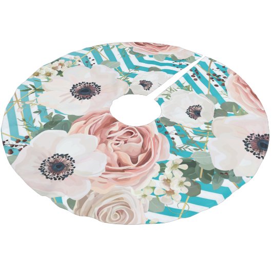 Gepersonaliseerde boomrok geometrisch Roos Chevron Kerstboom Rok (Gekanteld)