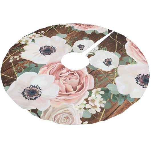 Gepersonaliseerde boomrok geometrische tuin Roos s Kerstboom Rok (Gekanteld)