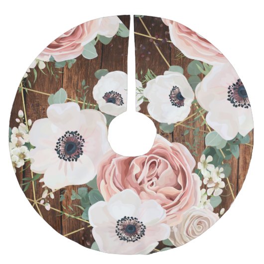 Gepersonaliseerde boomrok geometrische tuin Roos s Kerstboom Rok (Voorkant)