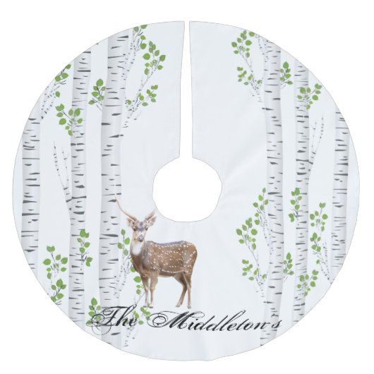 Gepersonaliseerde boomrok hert Doe Buck Woodland H Kerstboom Rok (Voorkant)