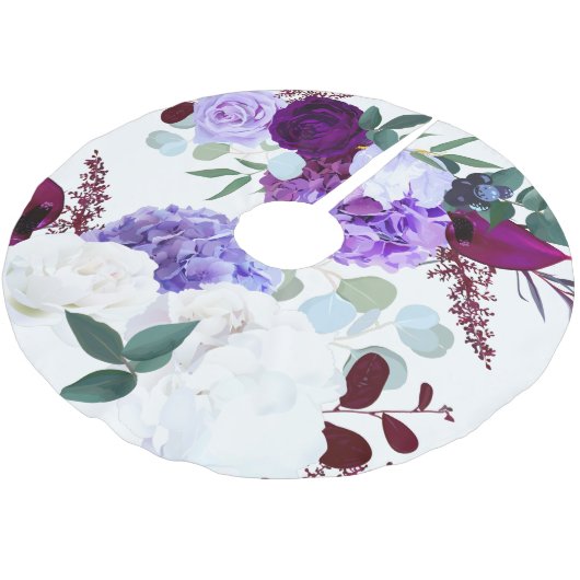 Gepersonaliseerde boomrok Lavendel Hibiscus op Whi Kerstboom Rok (Gekanteld)