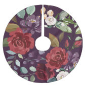 Gepersonaliseerde boomrok Plum Paarse Rozen Gold G Kerstboom Rok (Voorkant)