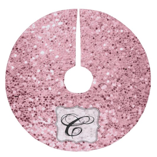 Gepersonaliseerde boomrok Roos Gold Glitter Kerstboom Rok (Voorkant)