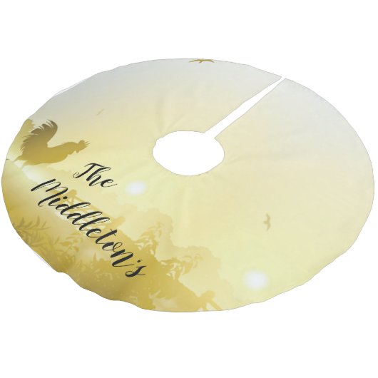 Gepersonaliseerde boomrok Sunny Morning Boerderij  Kerstboom Rok (Gekanteld)