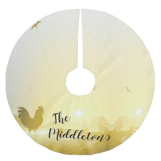 Gepersonaliseerde boomrok Sunny Morning Boerderij  Kerstboom Rok (Voorkant)