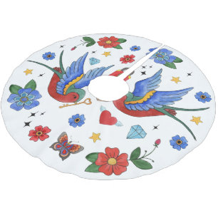 Gepersonaliseerde boomrok Traditional Bird Tattoo  Kerstboom Rok