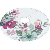 Gepersonaliseerde boomrok Tropische Bloem op Wit Kerstboom Rok (Gekanteld)