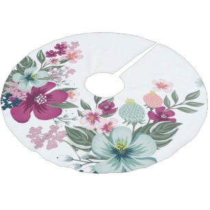 Gepersonaliseerde boomrok Tropische Bloem op Wit Kerstboom Rok