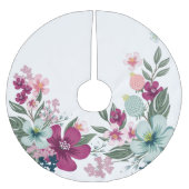 Gepersonaliseerde boomrok Tropische Bloem op Wit Kerstboom Rok (Voorkant)