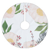 Gepersonaliseerde boomrok Witte Bloemen op Wh Kerstboom Rok (Voorkant)