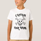 Gepersonaliseerde boot captain pirate t shirt voor (Voorkant)