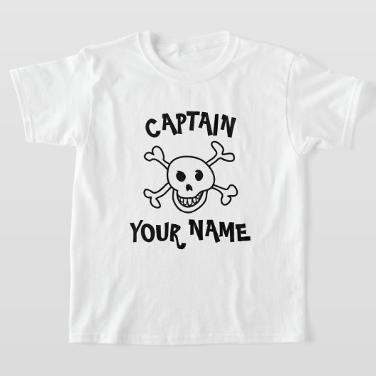 Gepersonaliseerde boot captain pirate t shirt voor (Laagn)