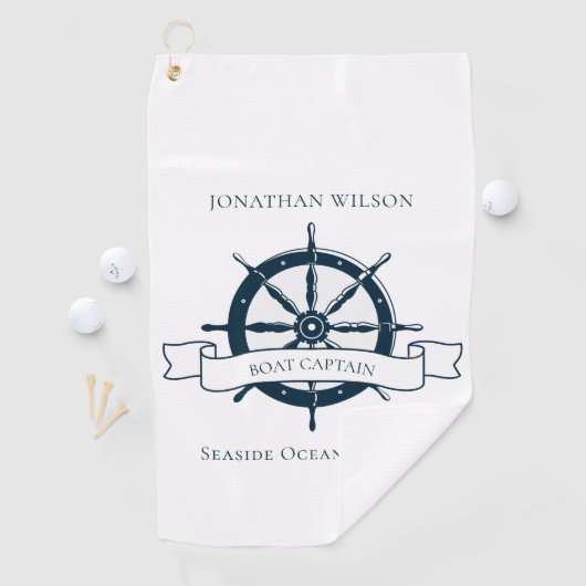 Gepersonaliseerde Boot Kapitein Nautisch Wiel Golfhanddoek (Insitu)