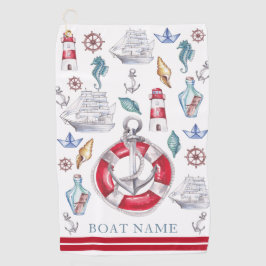 Gepersonaliseerde Boot Waterverf Nautisch Golfhanddoek