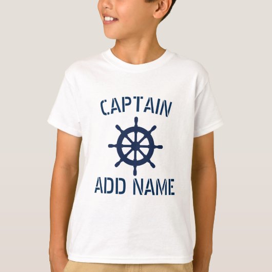 Gepersonaliseerde bootkapitein nautische kinder t  t-shirt (Voorkant)
